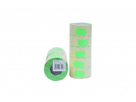Zielone metki do metkownicy dwurzędowej 26 × 16 mm – 5 rolek