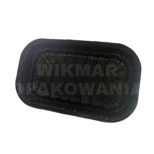 Czarna tacka plastikowa 245 × 145 × 65 mm do owoców i warzyw