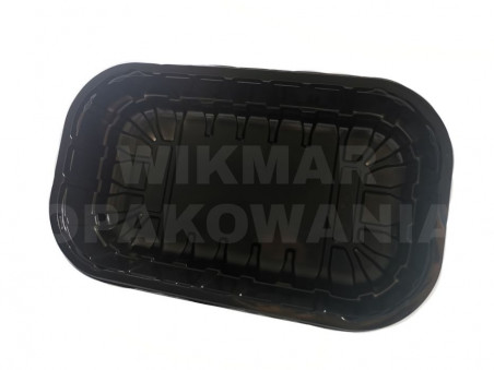 Czarna tacka plastikowa 245 × 145 × 65 mm do owoców i warzyw