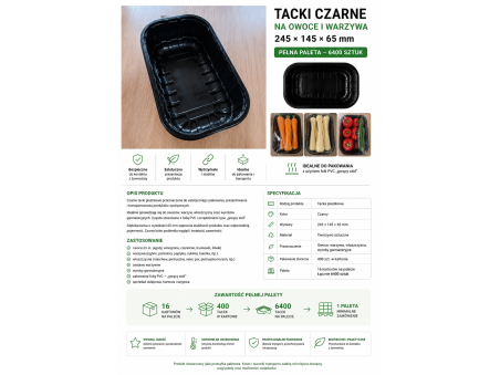 Tacki czarne 245 × 145 × 65 mm – paleta 6400 szt. | WikMar