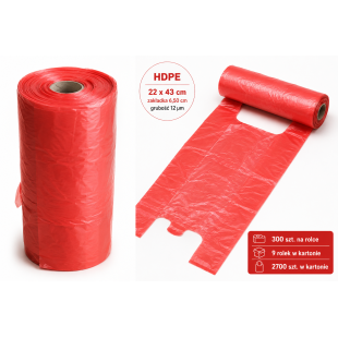 Czerwone reklamówki na rolce 22 × 43 cm, 12 µm | WikMar